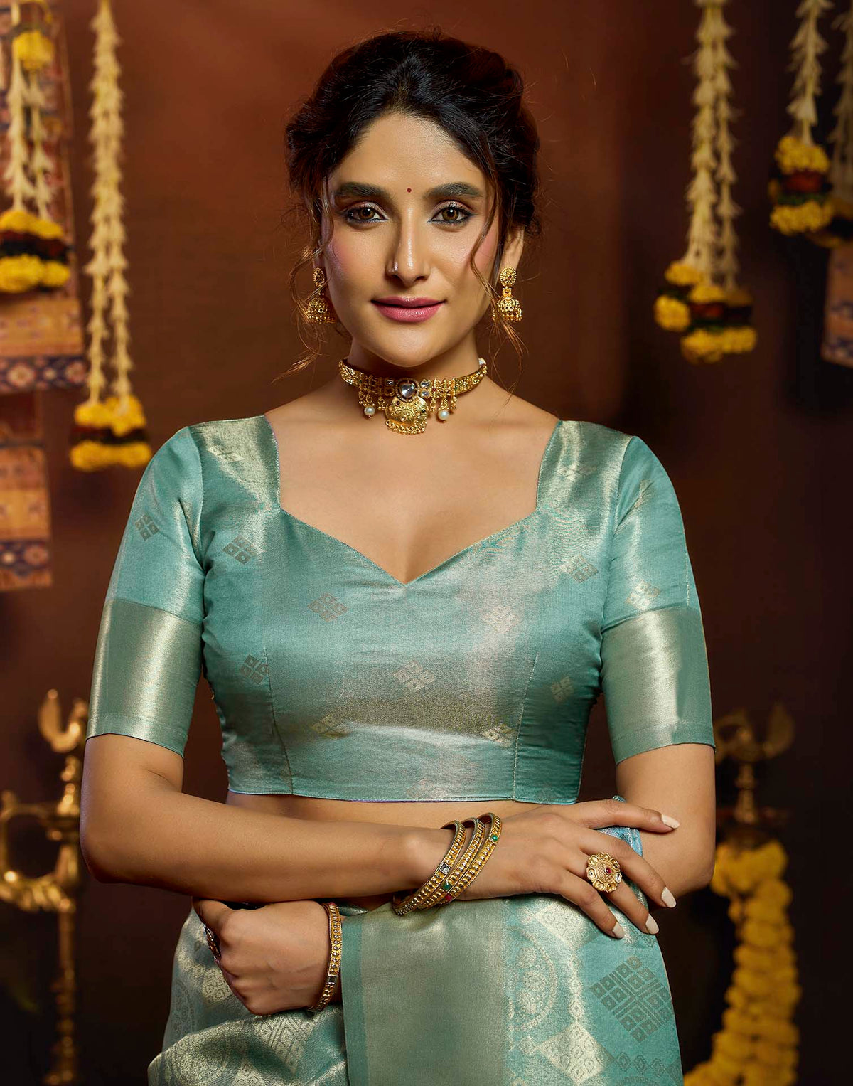 Water Blue Silk Woven Banarasi Saree