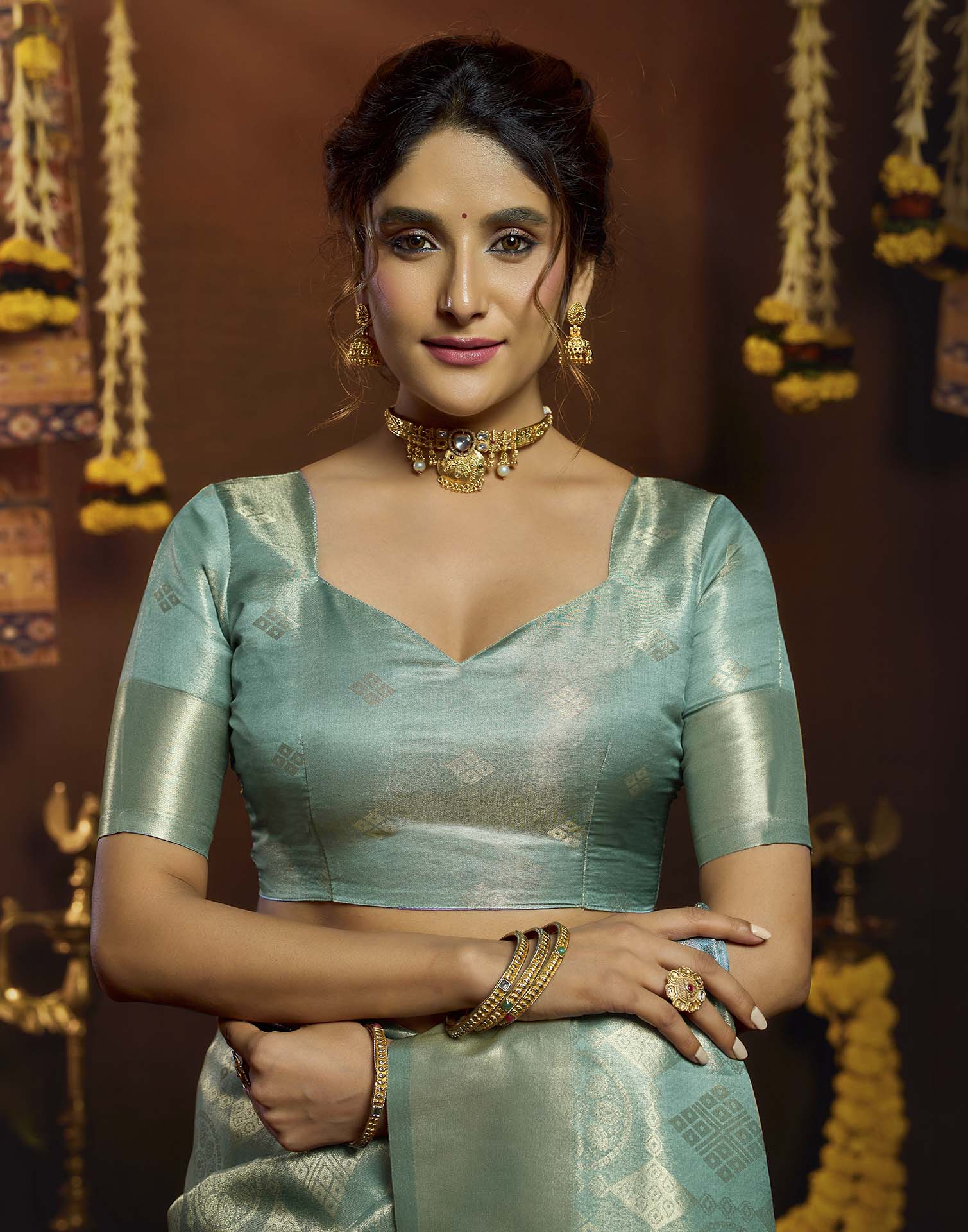 Water Blue Silk Woven Banarasi Saree