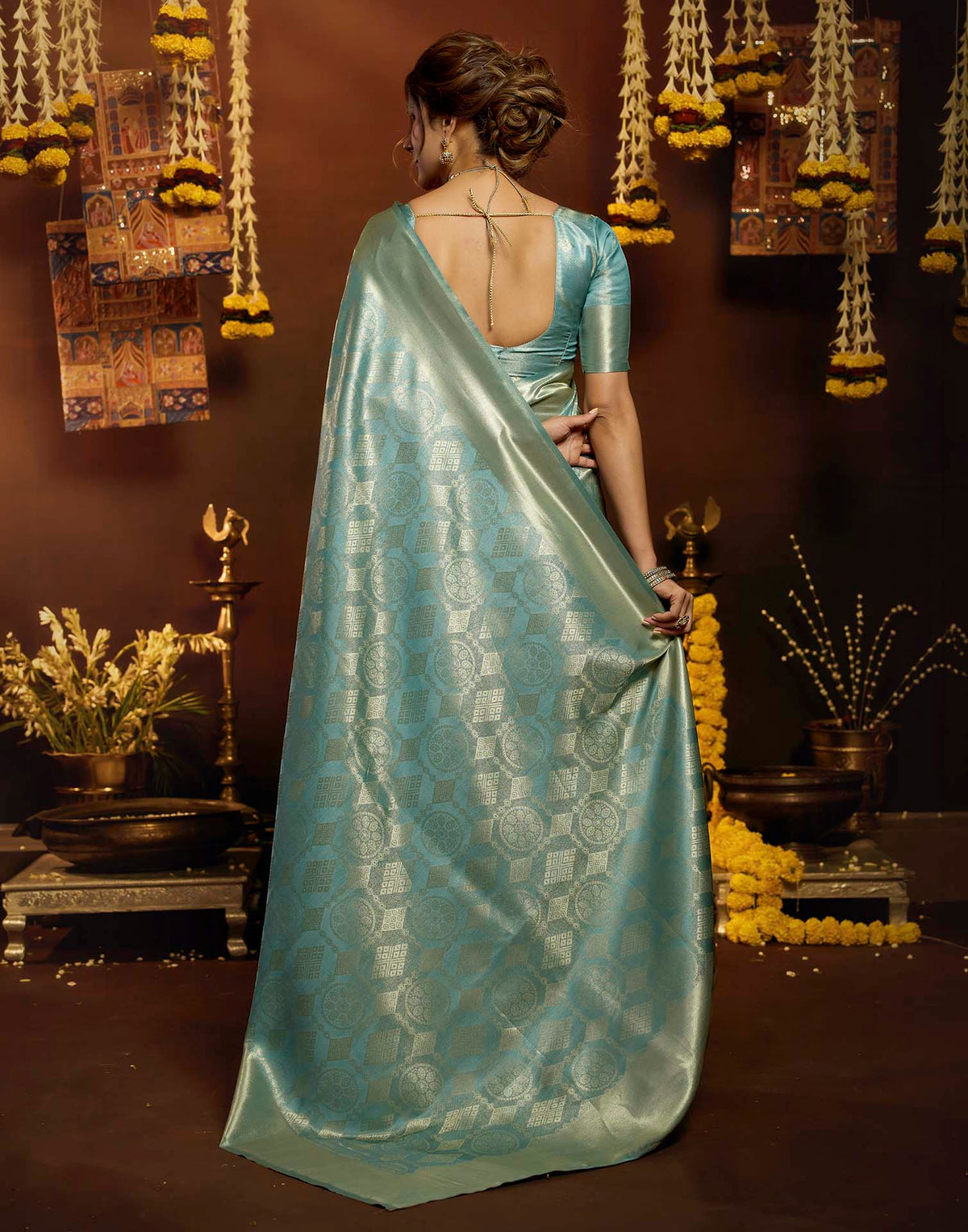 Water Blue Silk Woven Banarasi Saree