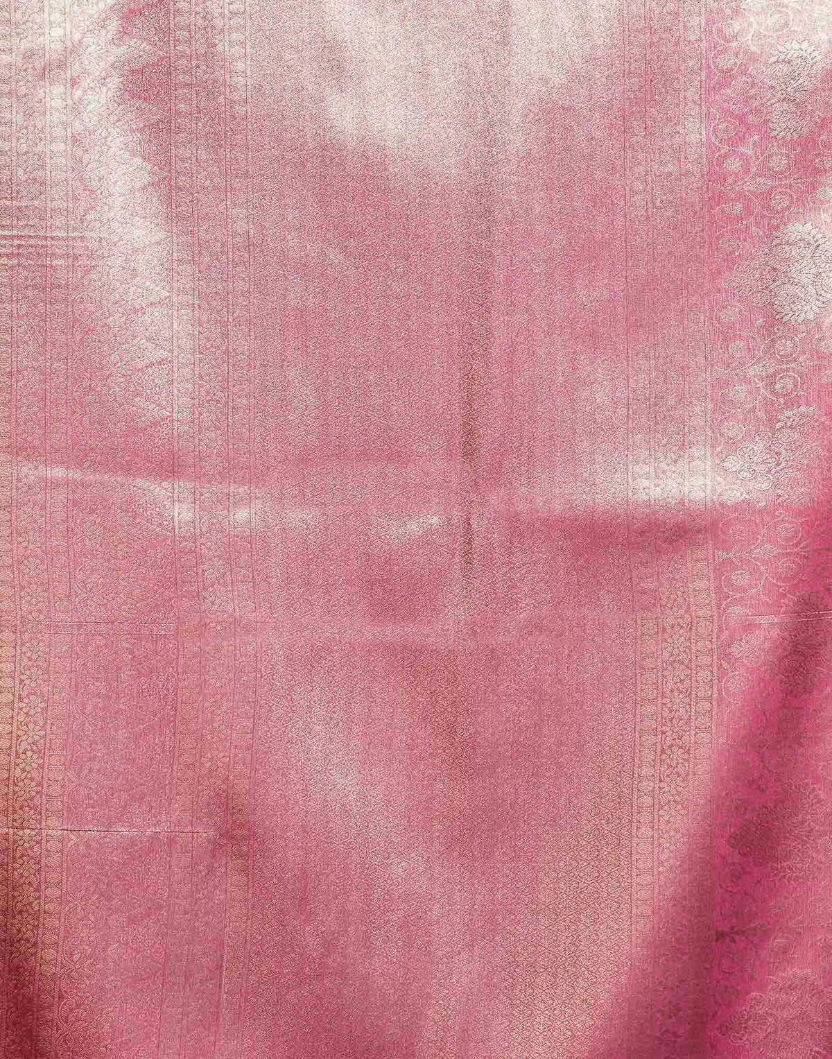 Glossy Pink Shimmer Silk Woven Banarasi Saree
