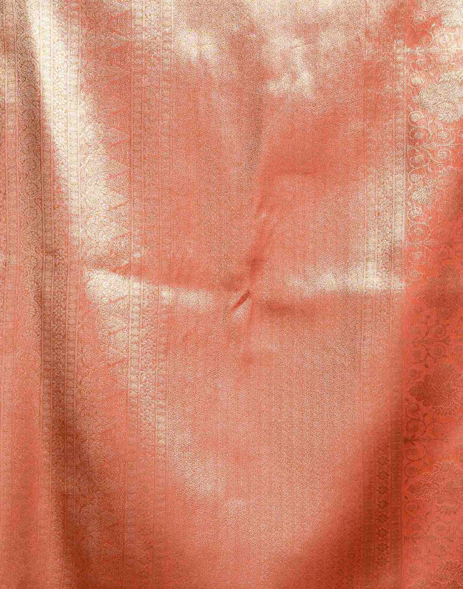 Orange Shimmer Silk Woven Banarasi Saree