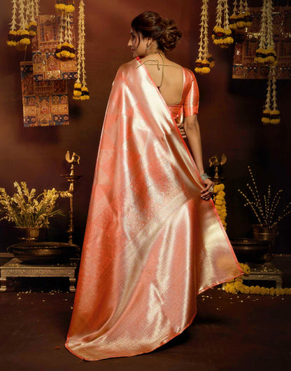 Orange Shimmer Silk Woven Banarasi Saree