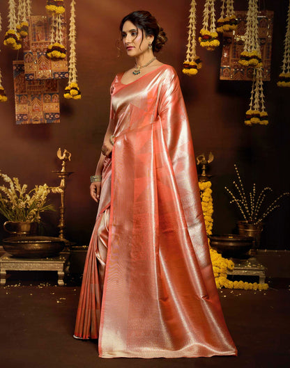 Orange Shimmer Silk Woven Banarasi Saree