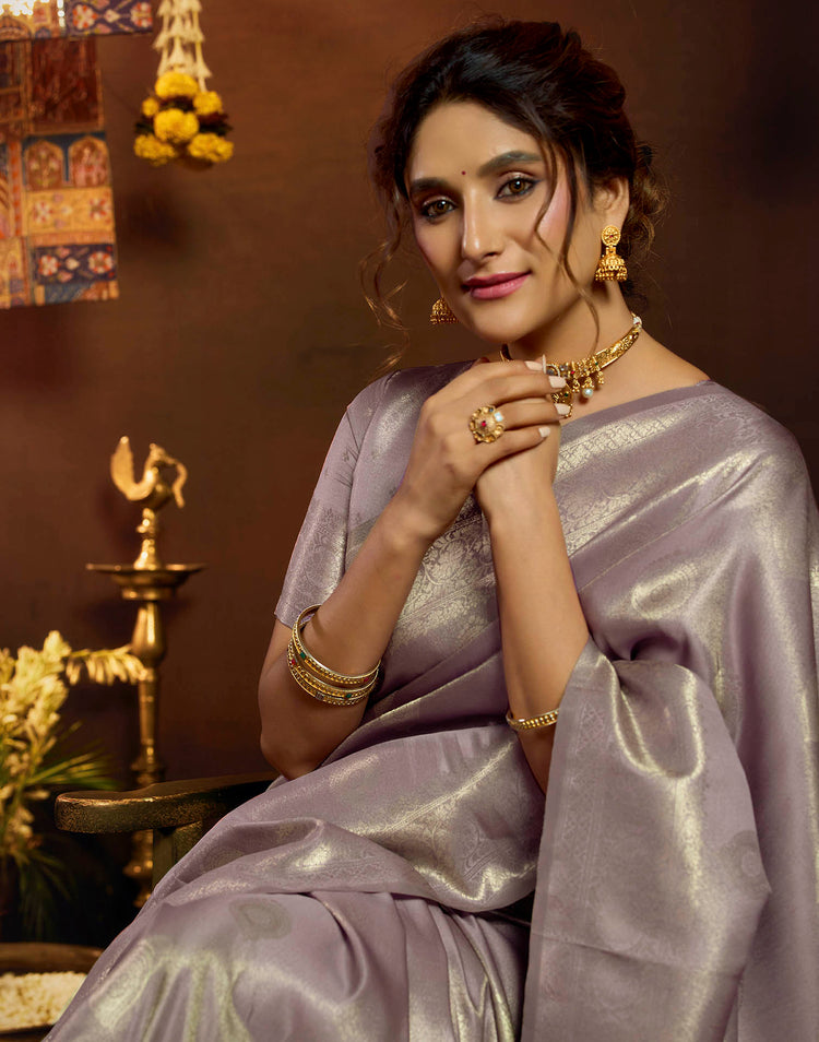 Lavendor Silk Woven Banarasi Saree
