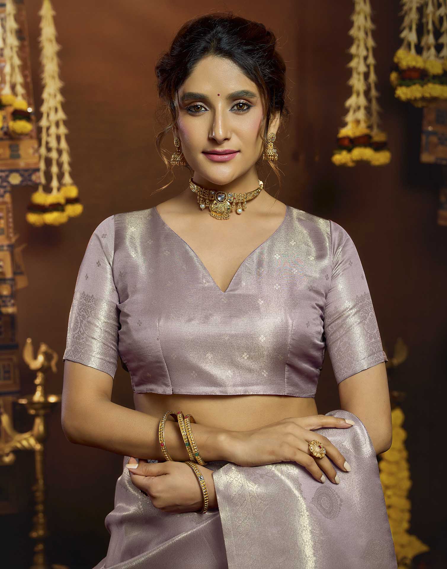 Lavendor Silk Woven Banarasi Saree