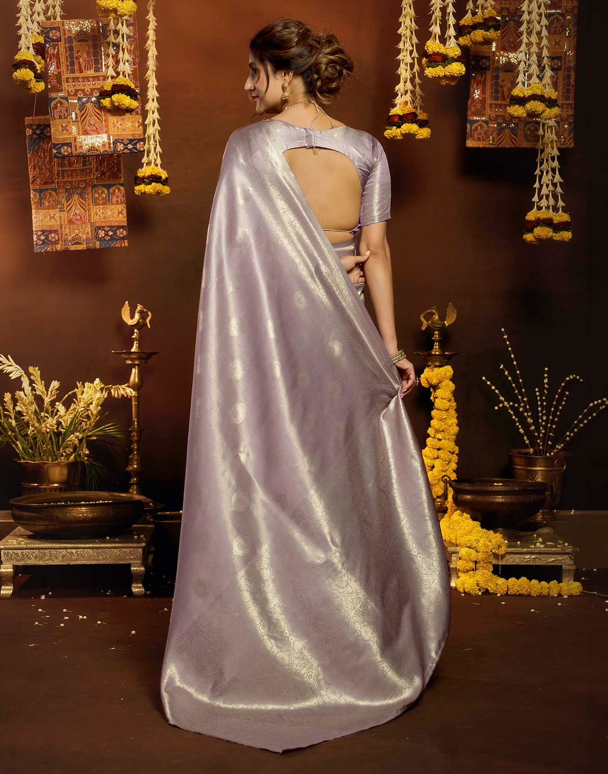 Lavendor Silk Woven Banarasi Saree