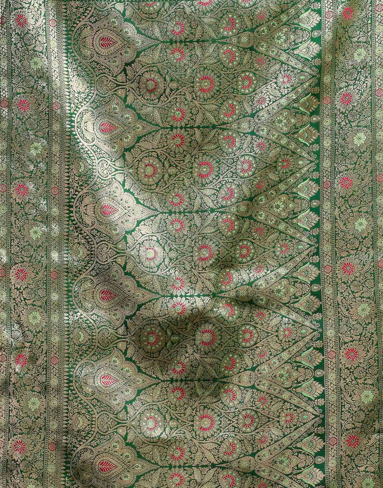 Parrot Green Silk Woven Banarasi Saree