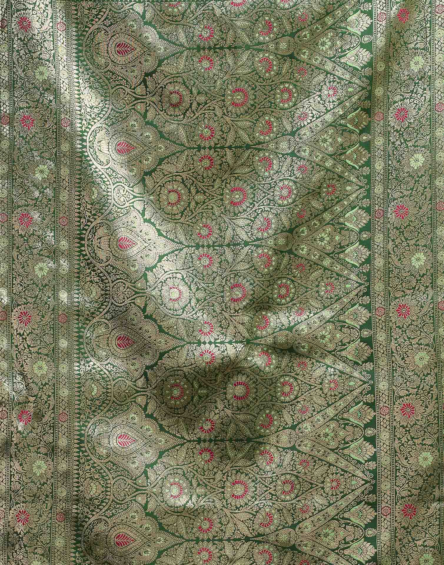 Parrot Green Silk Woven Banarasi Saree
