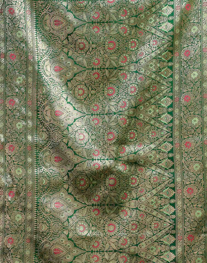 Parrot Green Silk Woven Banarasi Saree