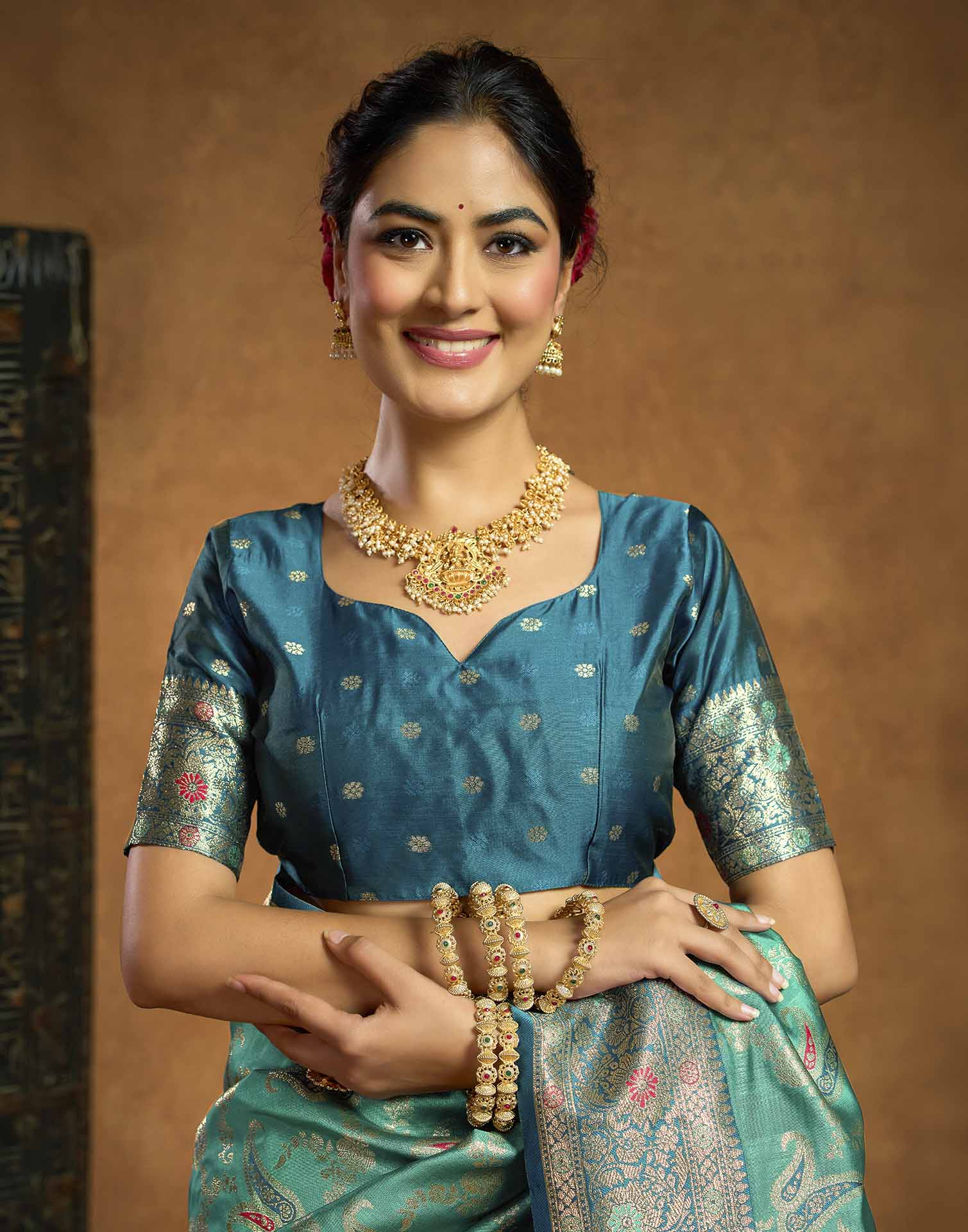 Aqua Blue Silk Woven Banarasi Saree