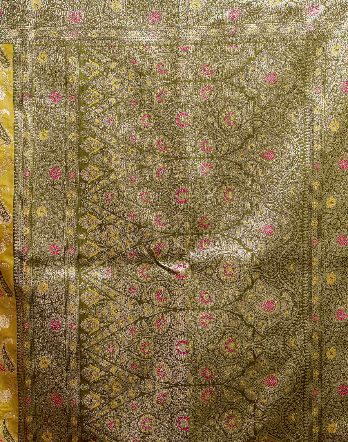 Mustard Yellow Silk Woven Banarasi Saree