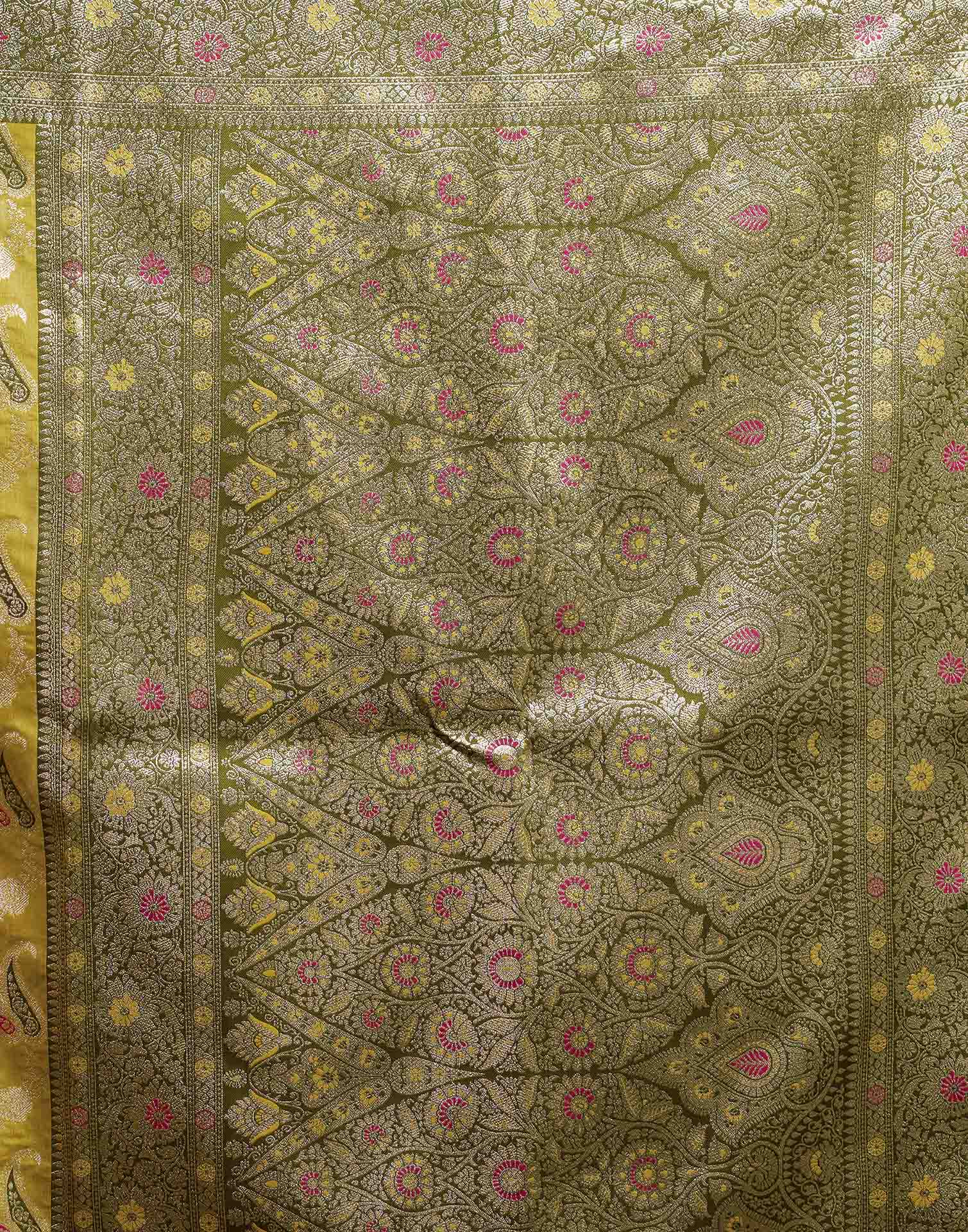 Mustard Yellow Silk Woven Banarasi Saree
