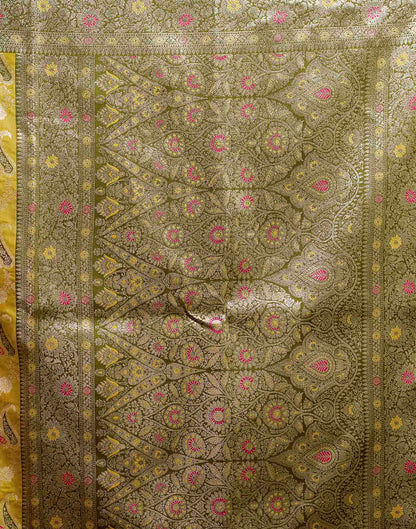 Mustard Yellow Silk Woven Banarasi Saree