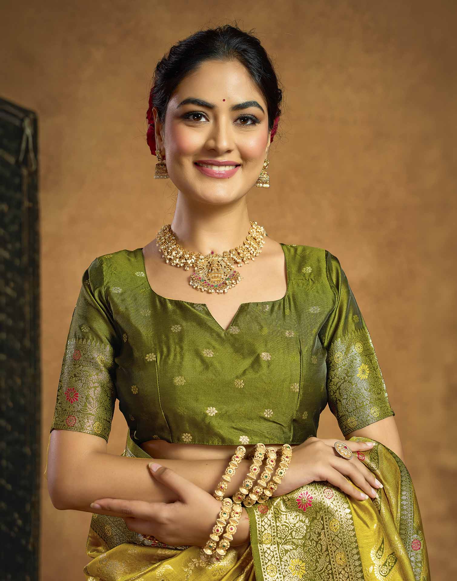 Mustard Yellow Silk Woven Banarasi Saree