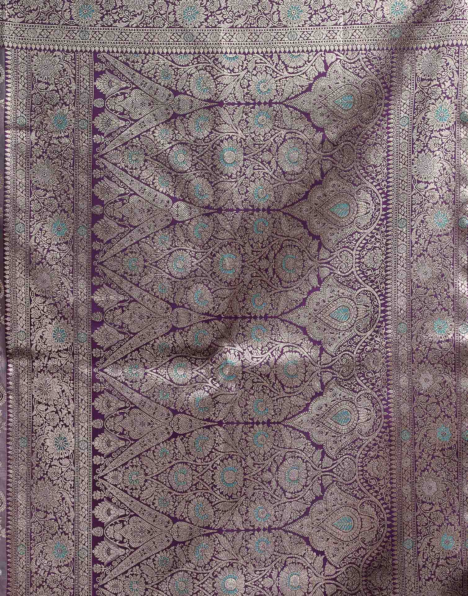 Dusty Lavender Silk Woven Banarasi Saree