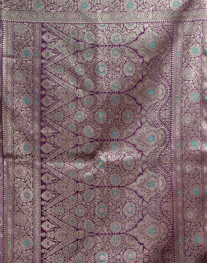 Dusty Lavender Silk Woven Banarasi Saree