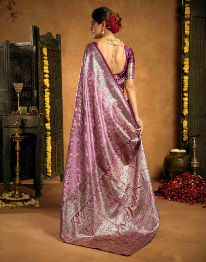 Mauve Silk Woven Banarasi Saree