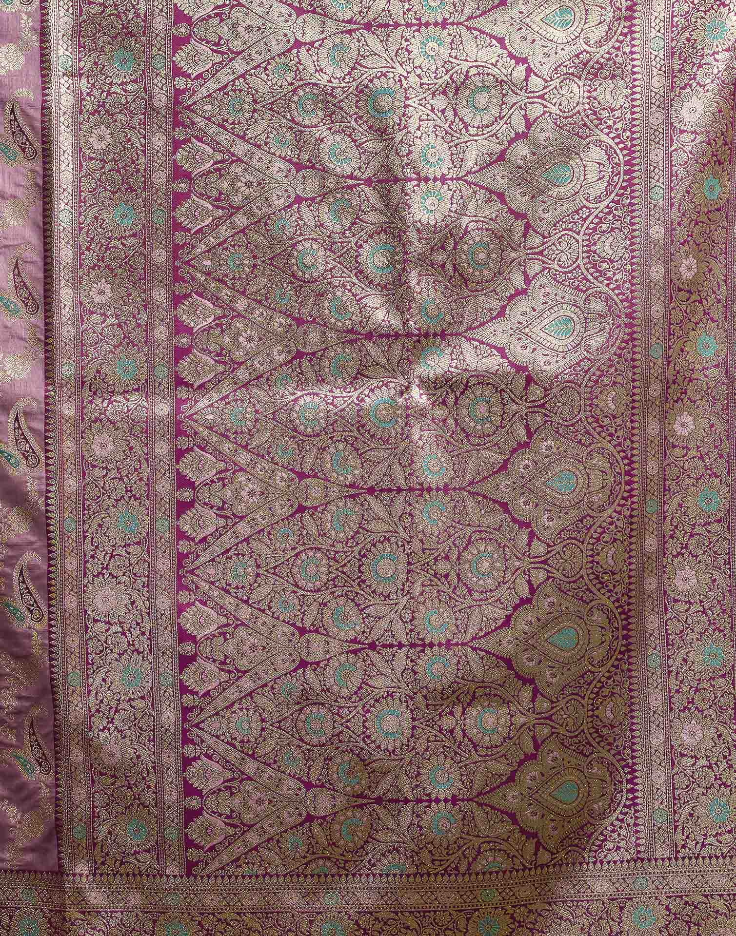 Mauve Silk Woven Banarasi Saree
