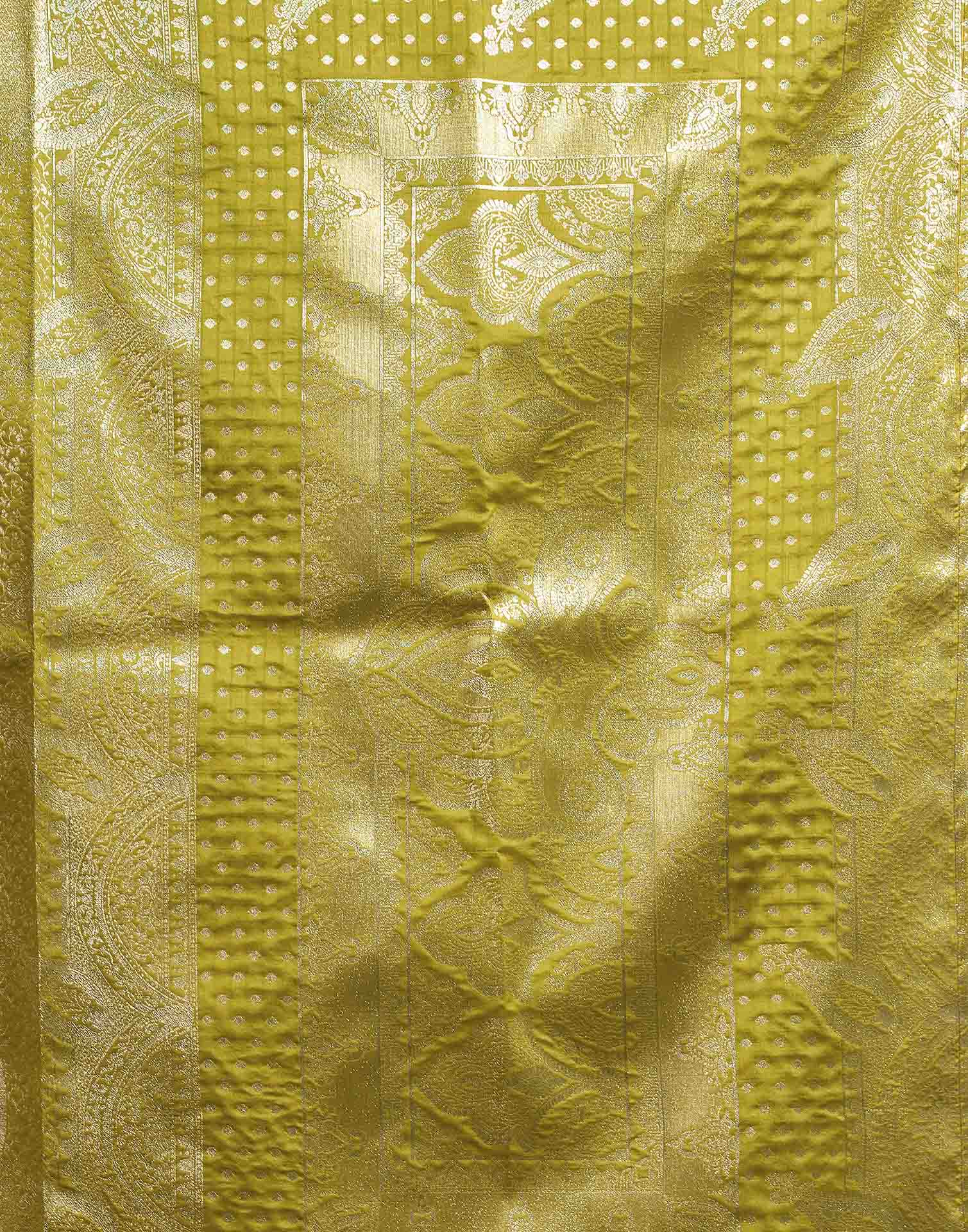 Mustard Yellow Silk Woven Banarasi Saree