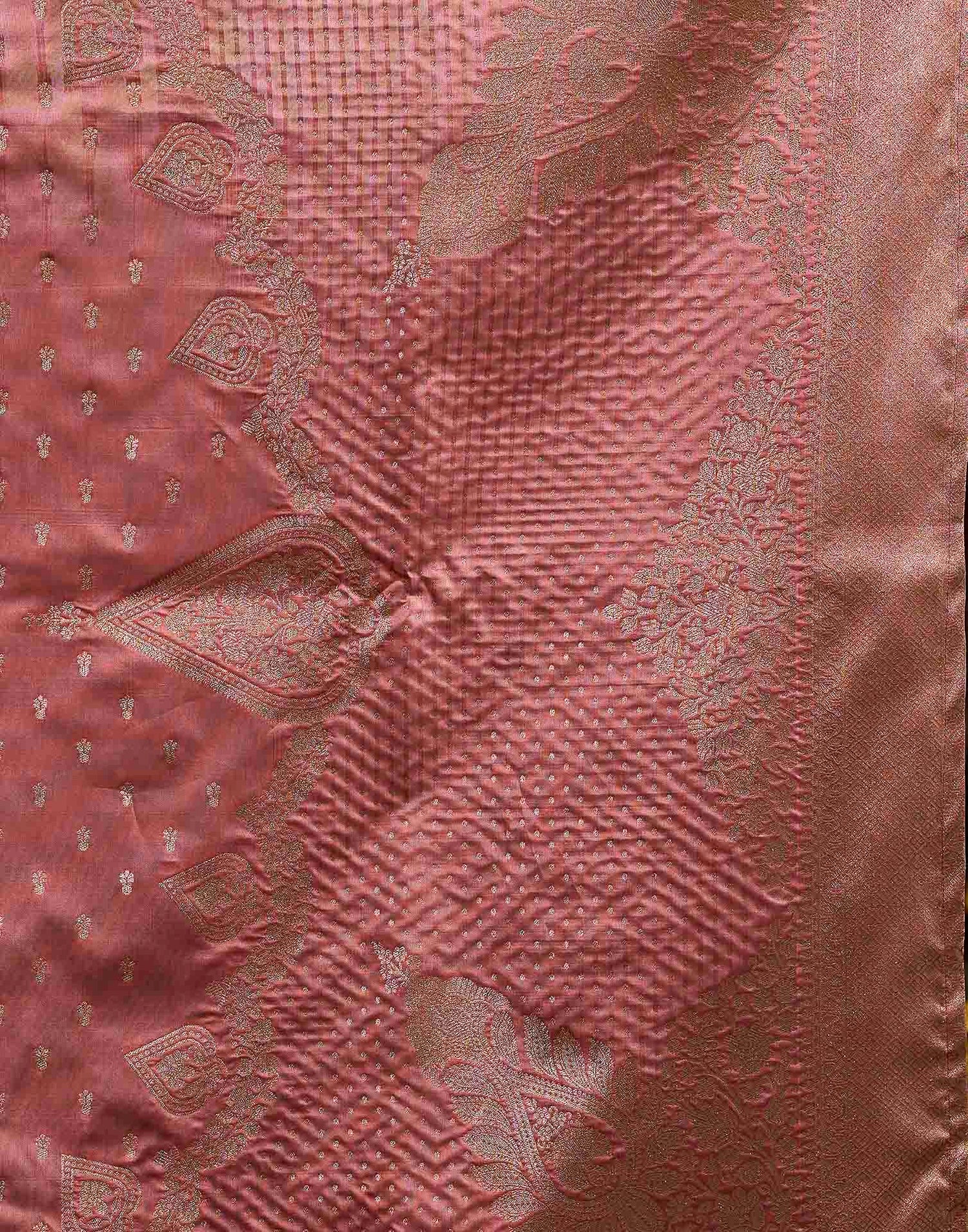 Dusty Rose Pink Silk Woven Banarasi Saree
