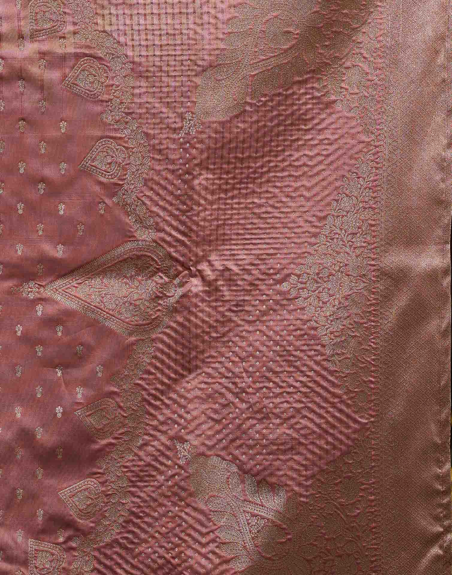 Dusty Rose Pink Silk Woven Banarasi Saree