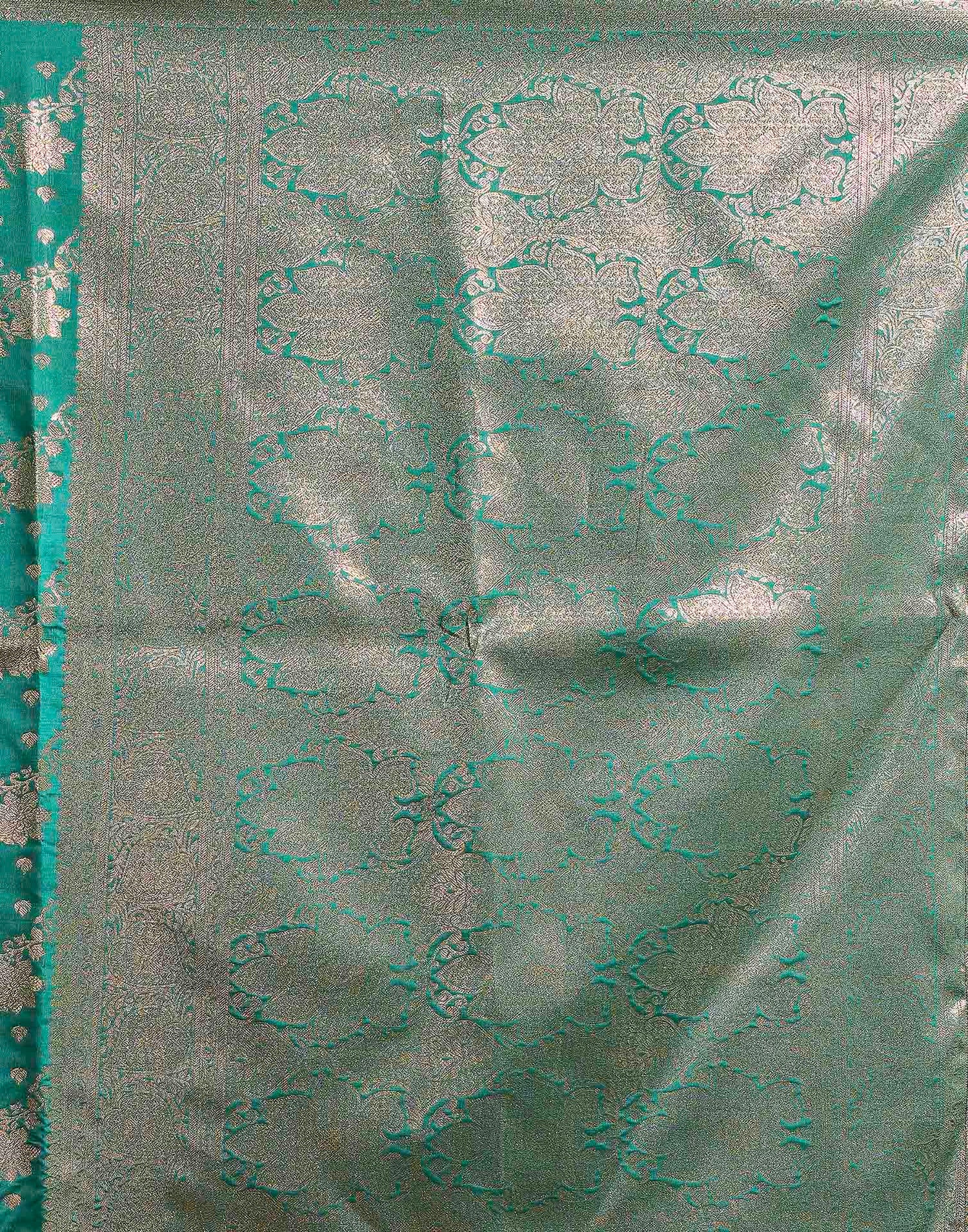 Turquoise Silk Woven Banarasi Saree