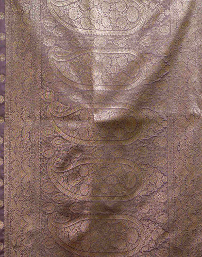 Greyish Purple Silk Woven Banarasi Saree