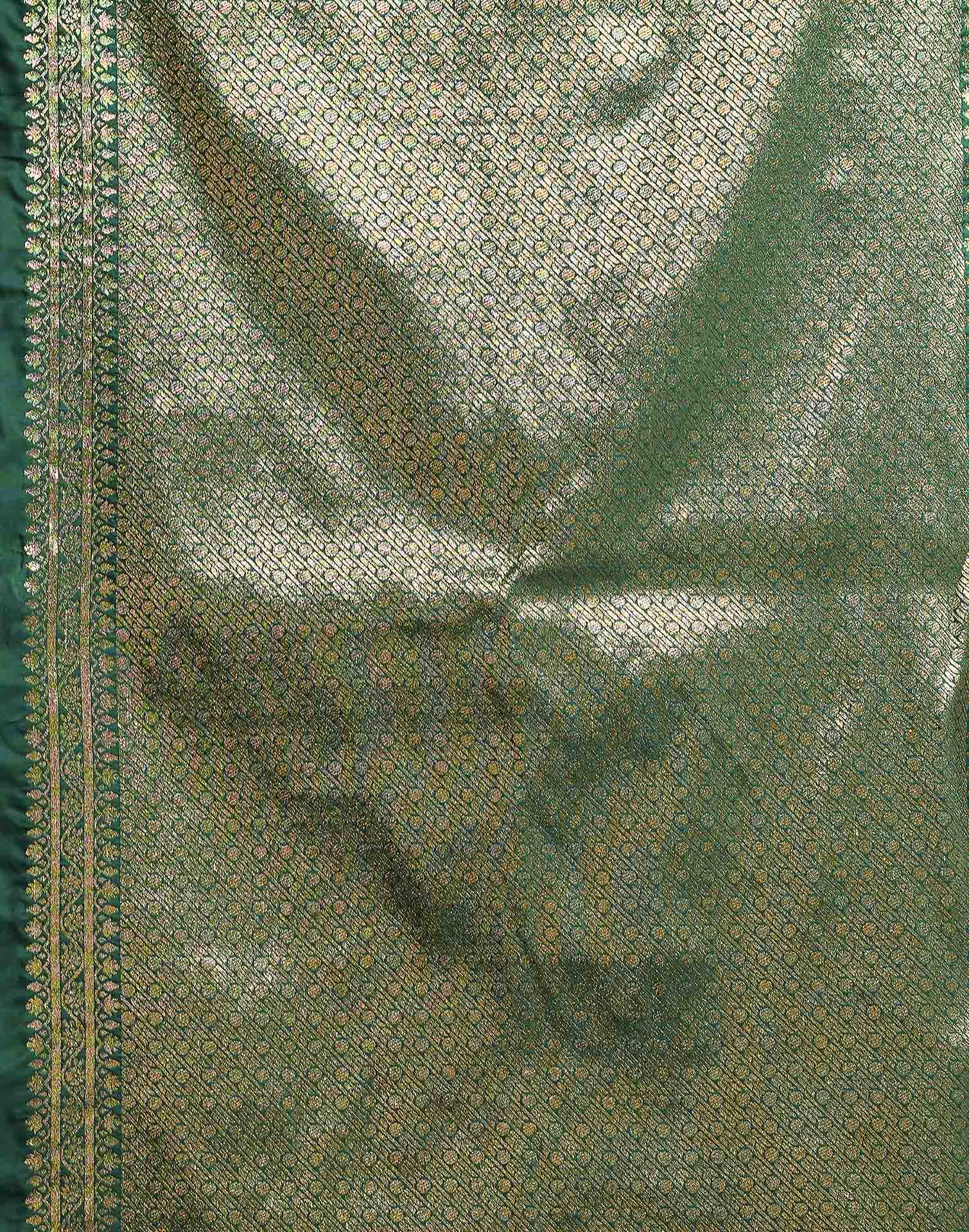 Dark Green Silk Woven Banarasi Saree
