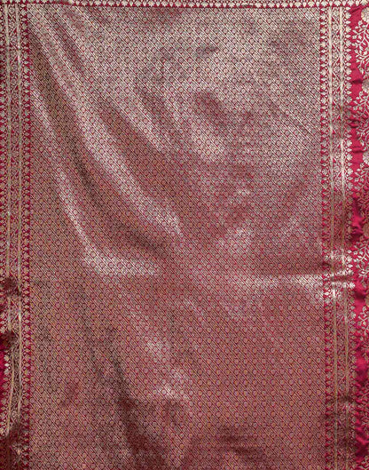 Burgundy Silk Woven Banarasi Saree