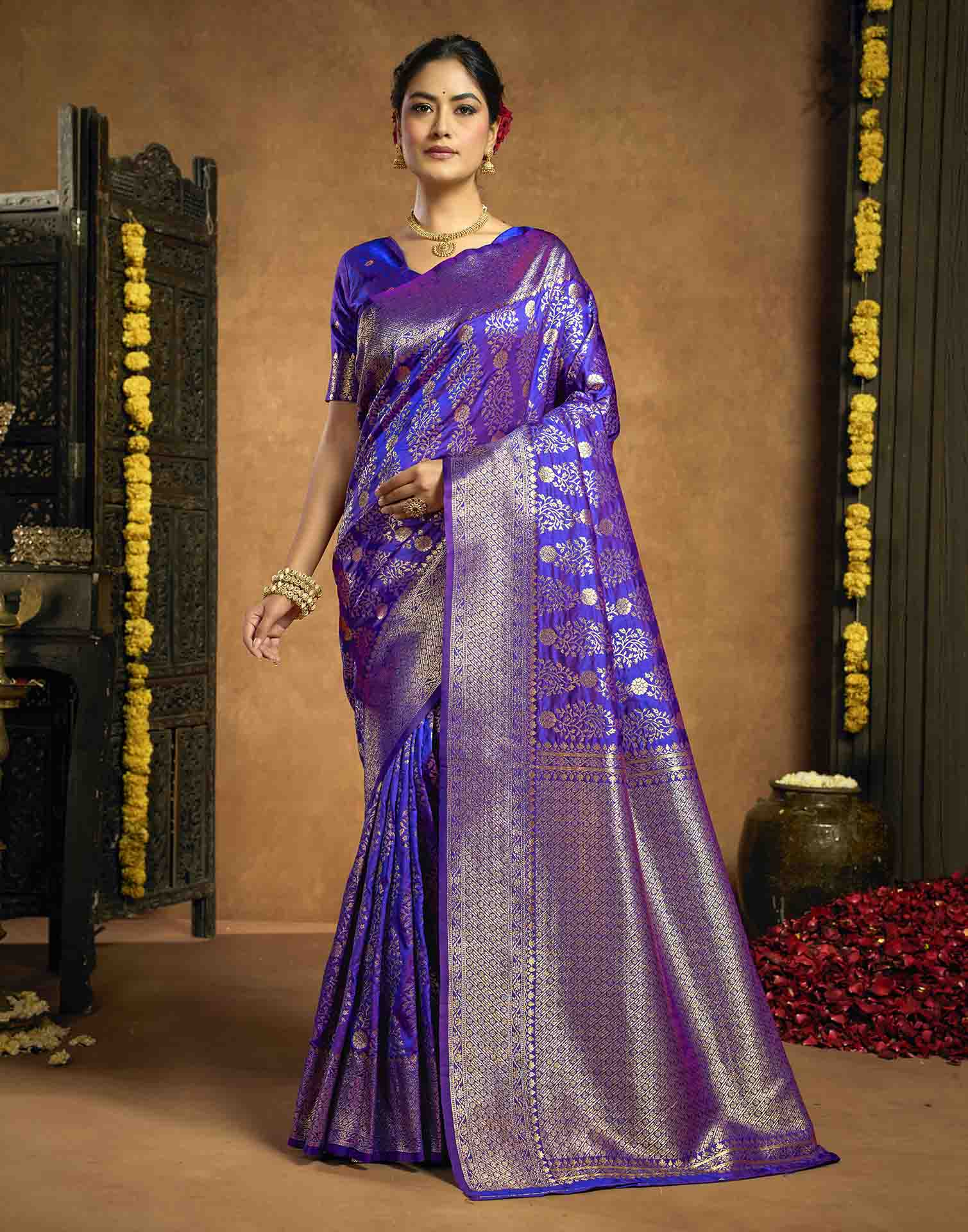 Royal Purple Silk Woven Banarasi Saree
