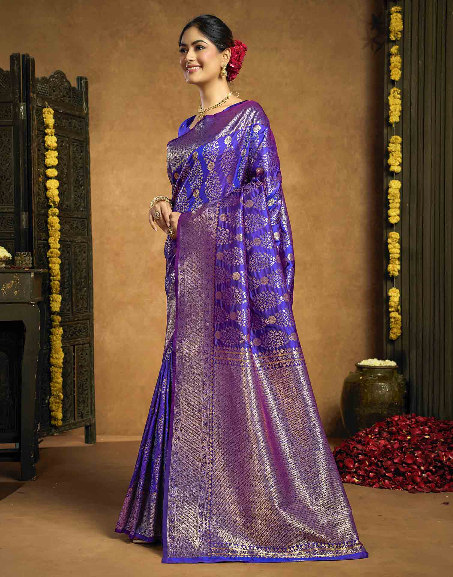 Royal Purple Silk Woven Banarasi Saree