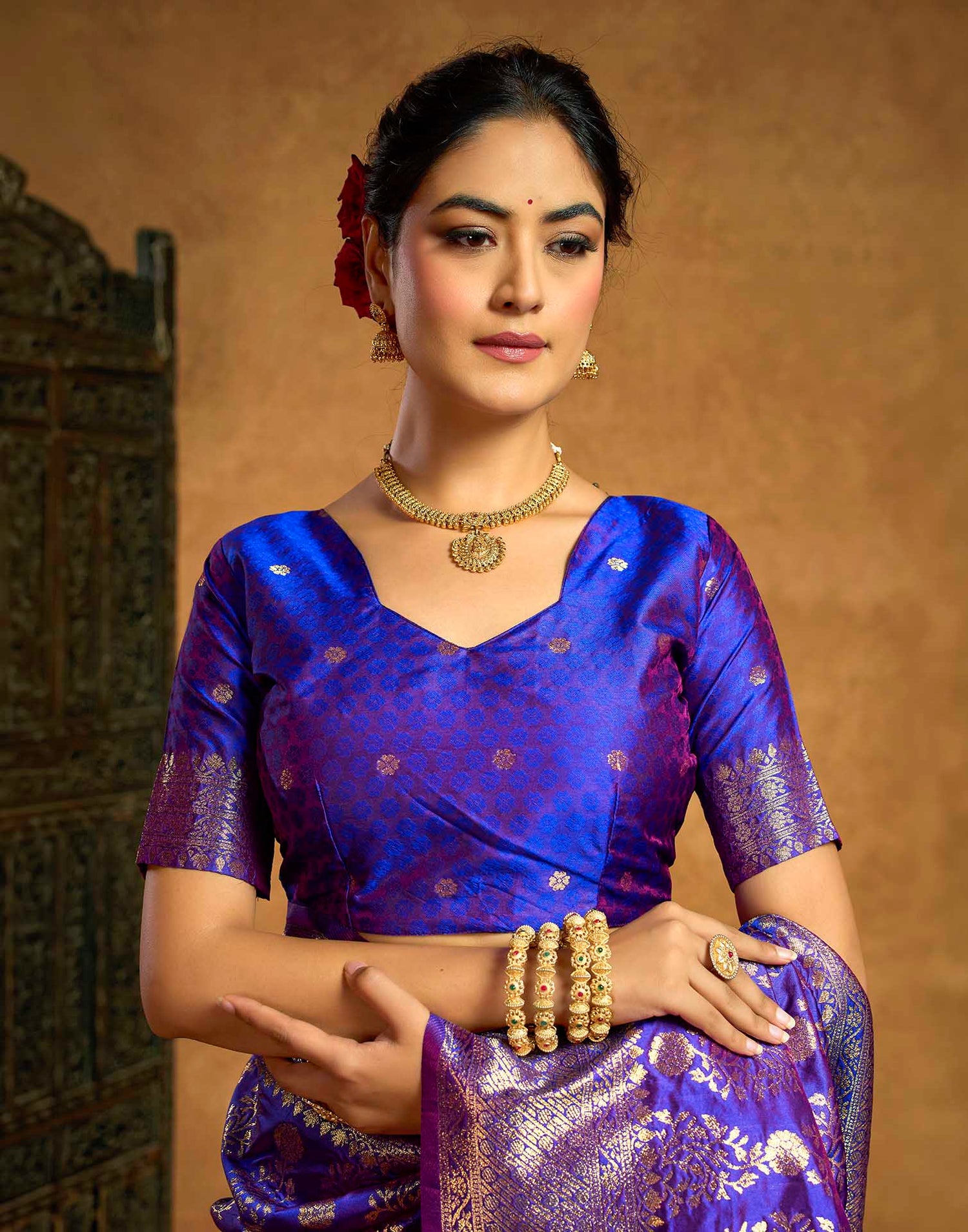 Royal Purple Silk Woven Banarasi Saree