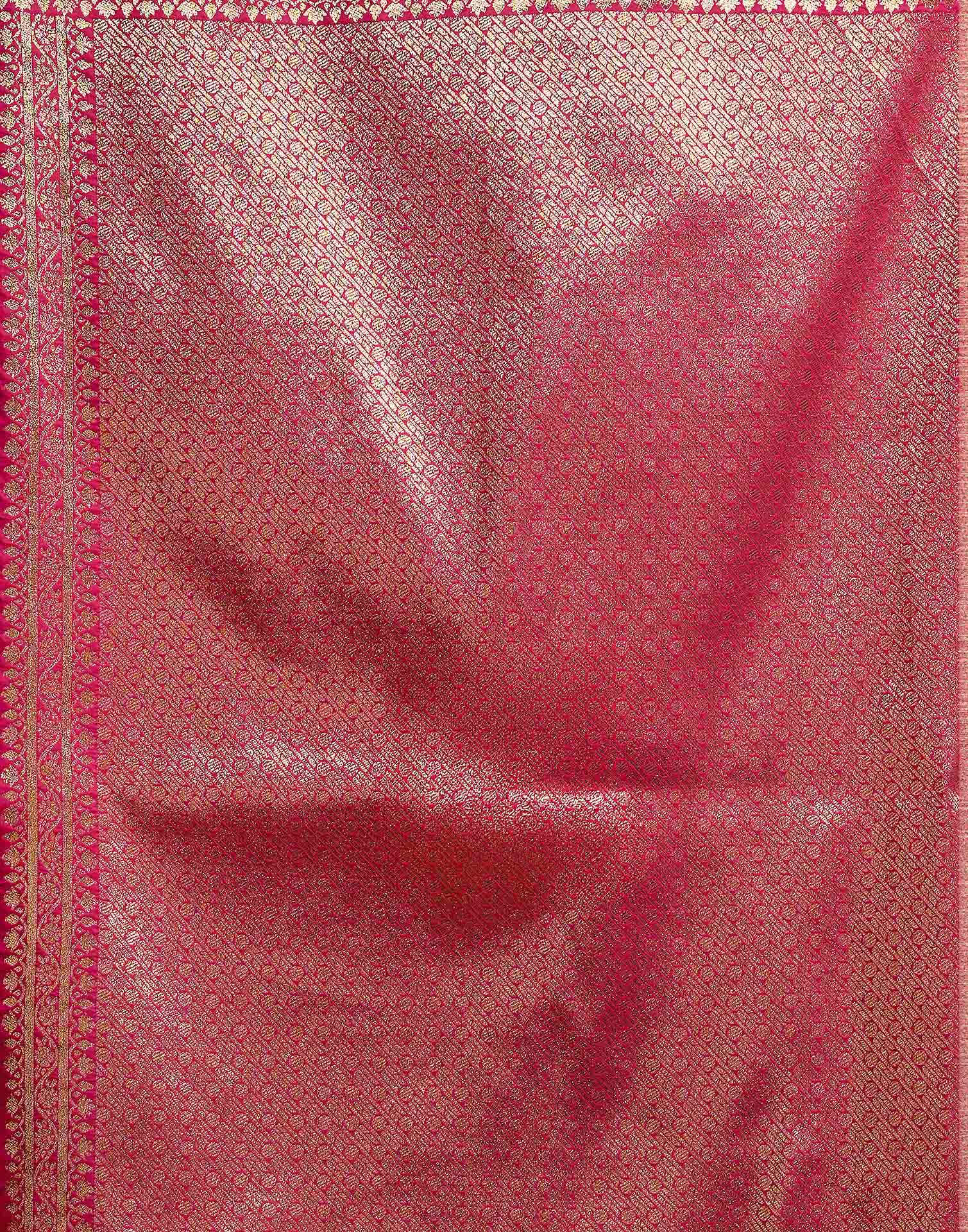 Rani Pink Silk Woven Banarasi Saree