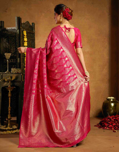 Rani Pink Silk Woven Banarasi Saree