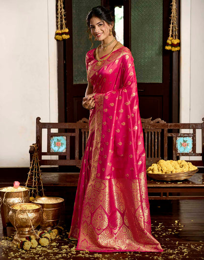 Rani Pink Silk Woven Banarasi Saree