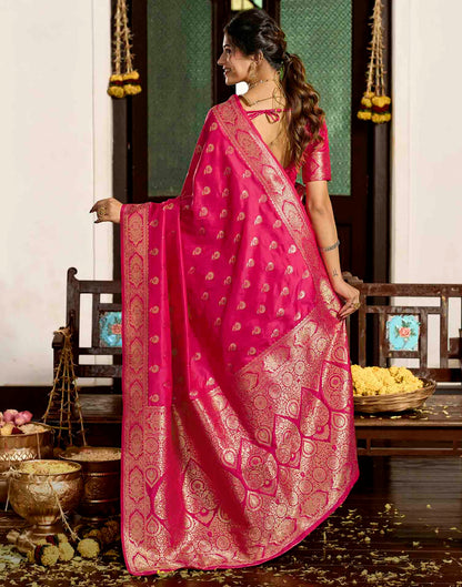 Rani Pink Silk Woven Banarasi Saree