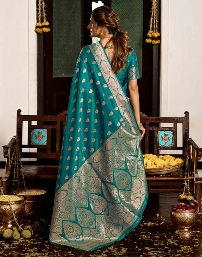 Peacock Blue Silk Woven Banarasi Saree