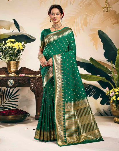 Dark Green Silk Woven Banarasi Saree