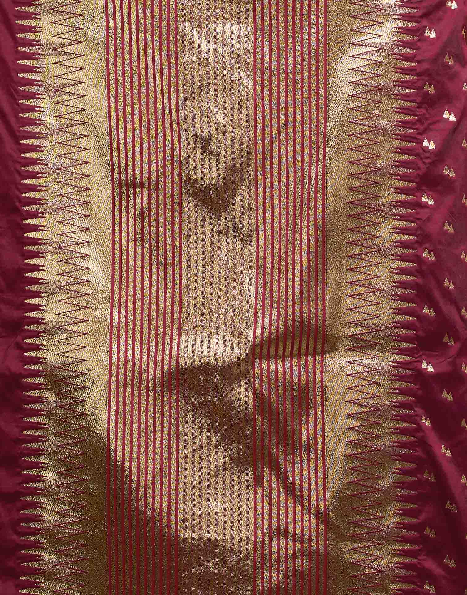Maroon Silk Woven Banarasi Saree