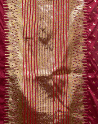 Maroon Silk Woven Banarasi Saree