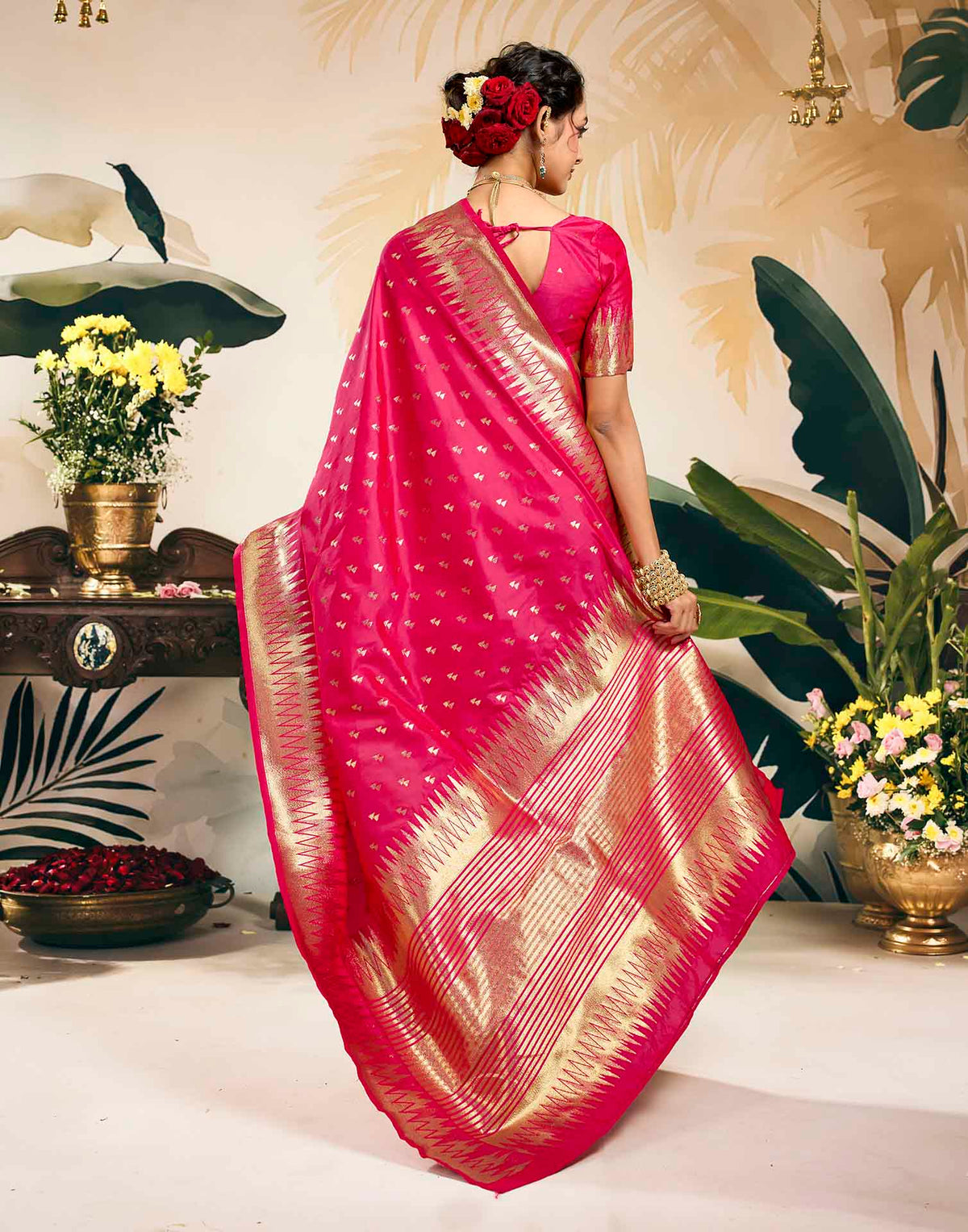 Rani Pink Silk Woven Banarasi Saree