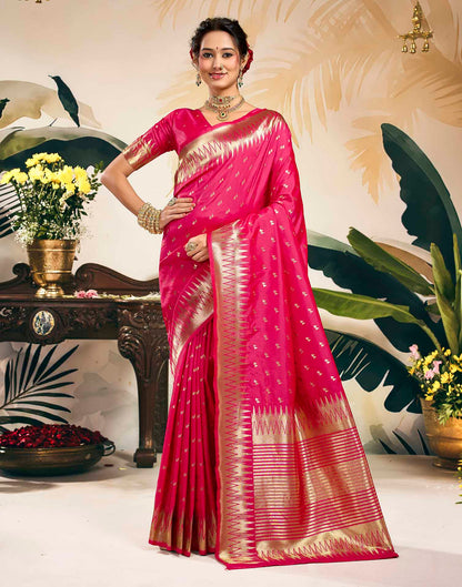Rani Pink Silk Woven Banarasi Saree