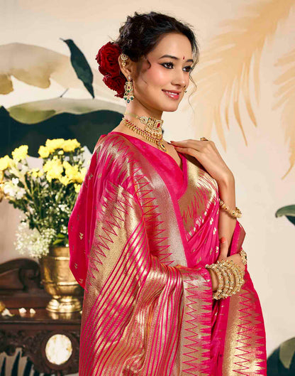 Rani Pink Silk Woven Banarasi Saree