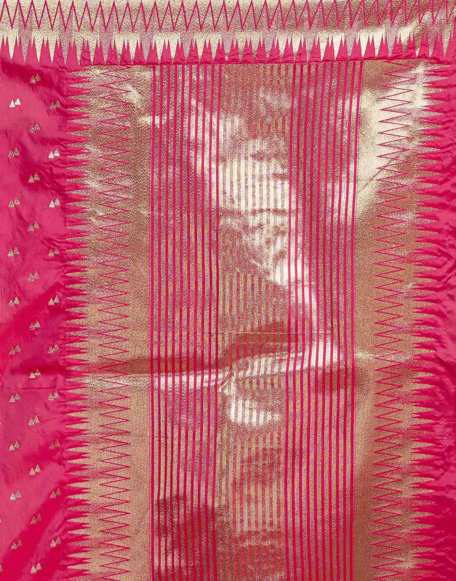 Rani Pink Silk Woven Banarasi Saree