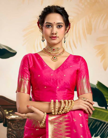 Rani Pink Silk Woven Banarasi Saree