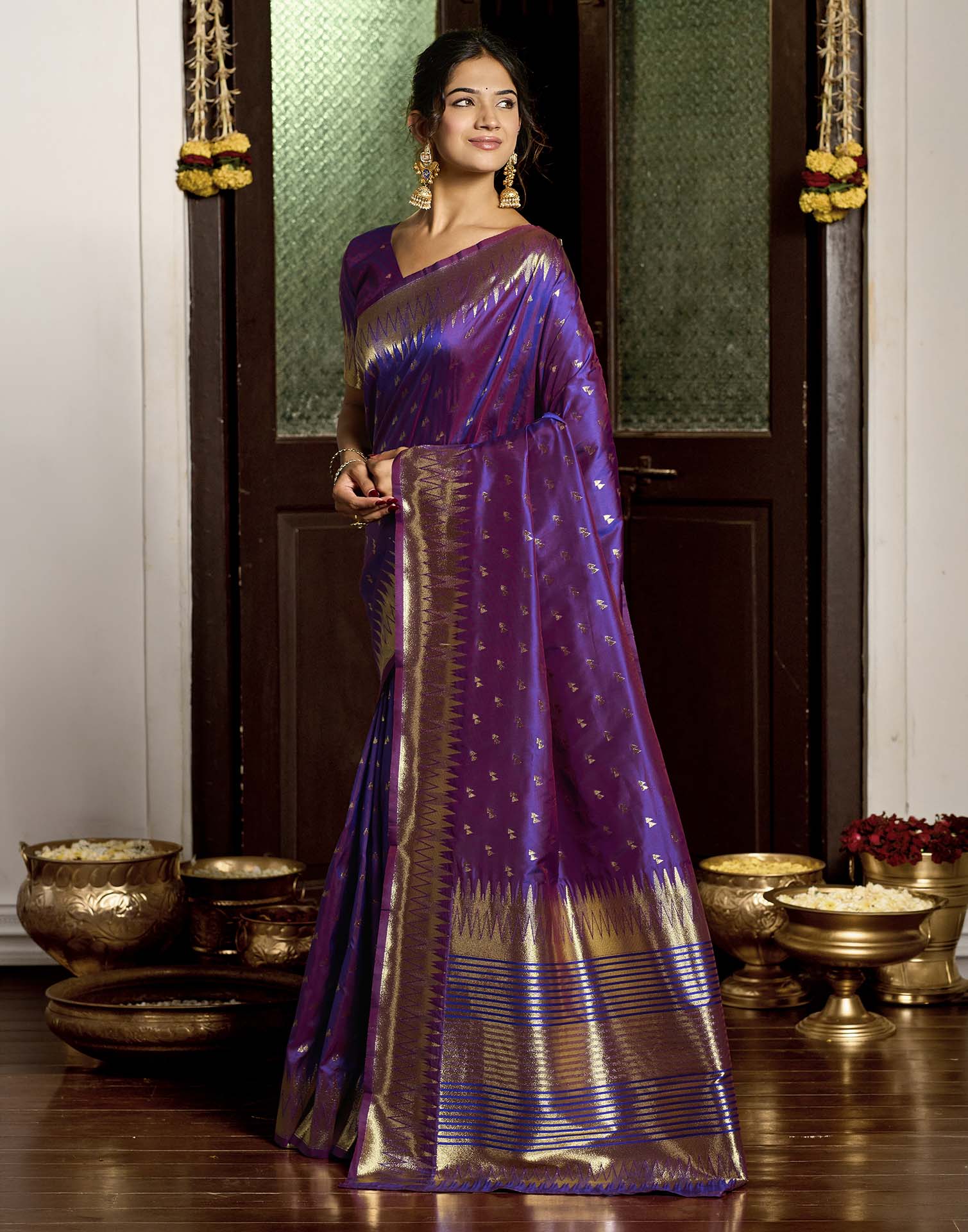 Royal Purple Silk Woven Banarasi Saree