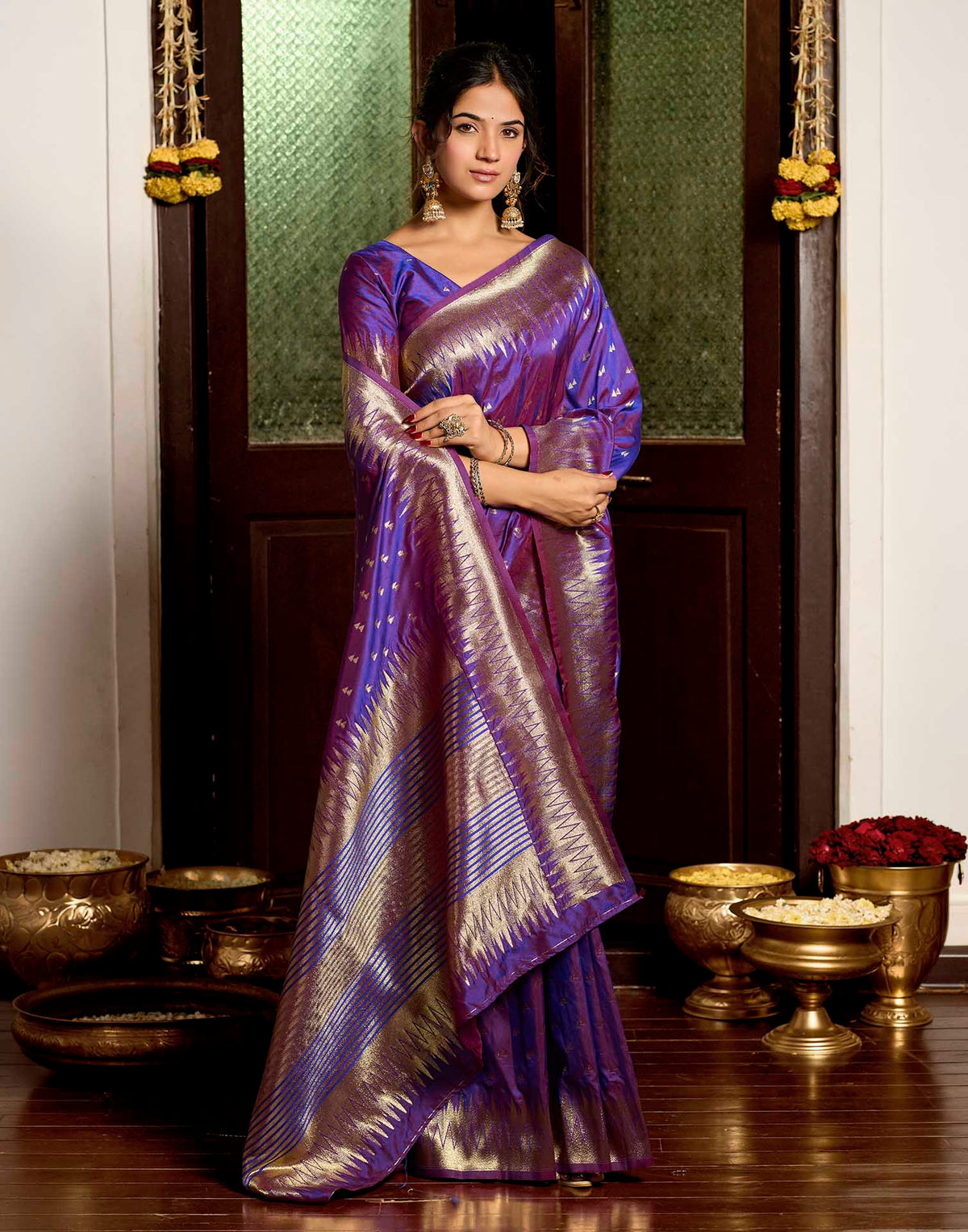 Royal Purple Silk Woven Banarasi Saree