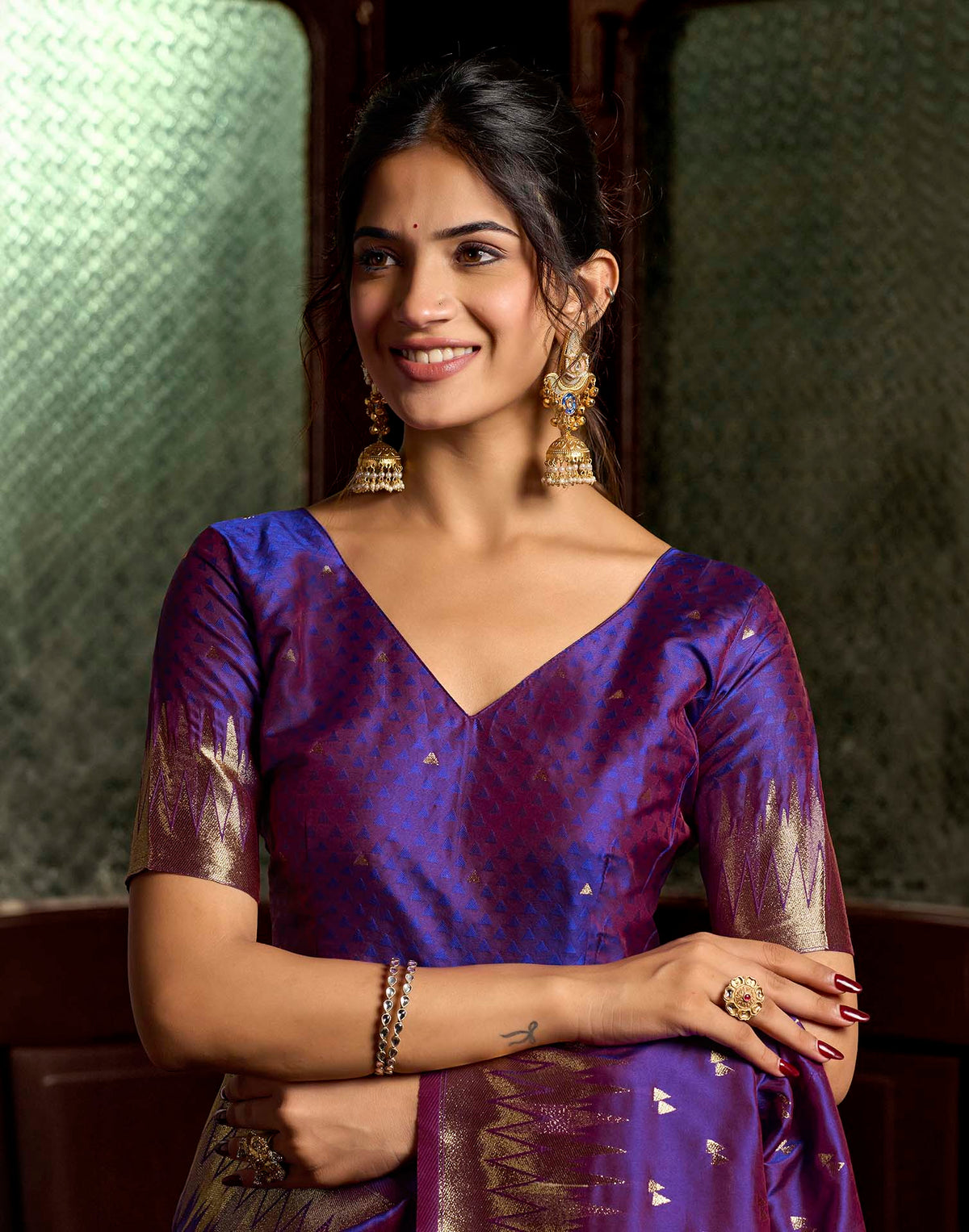 Royal Purple Silk Woven Banarasi Saree