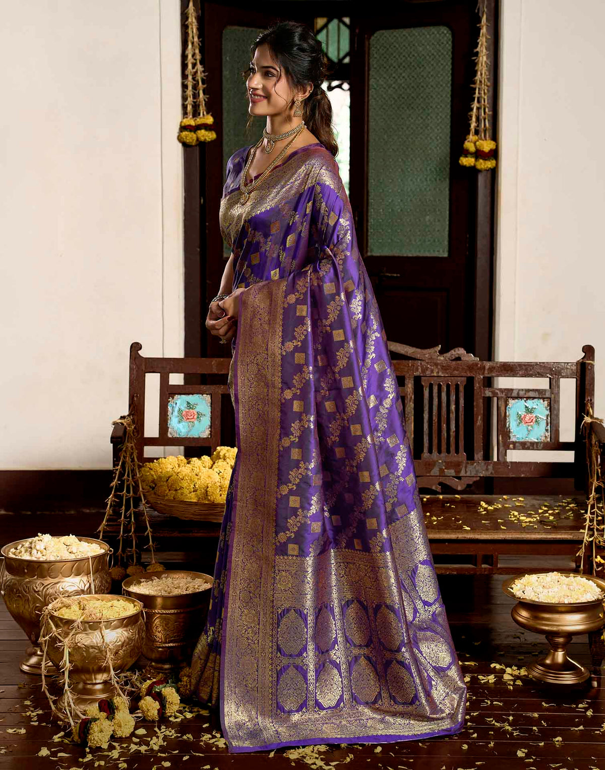 Royal Purple Silk Woven Banarasi Saree