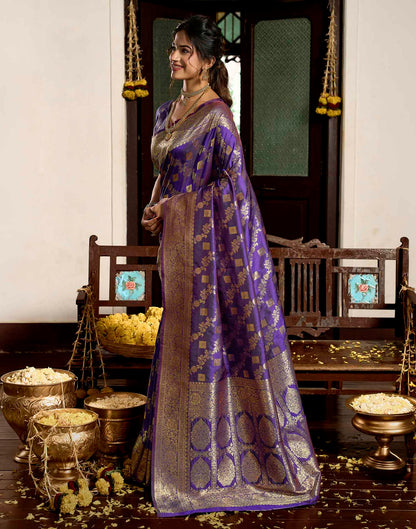 Royal Purple Silk Woven Banarasi Saree